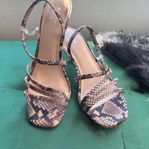 Steve Madden Brown Snake Print Strappy Heels